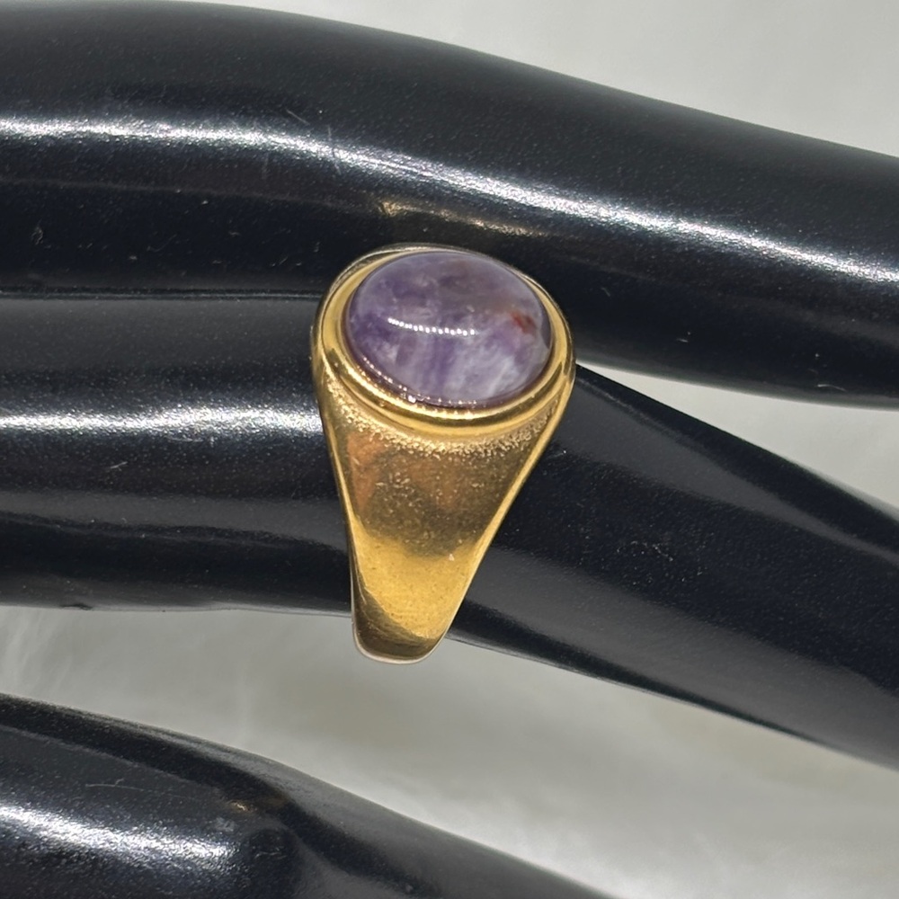 18k Gold P Genuine Amethyst Ring quiet luxury crystal magic Gold P S. Steele